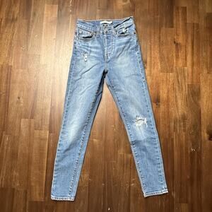 Levi's Wedgie Skinny Jeans Womens 25 High Rise Distressed Button Fly 52305-0024